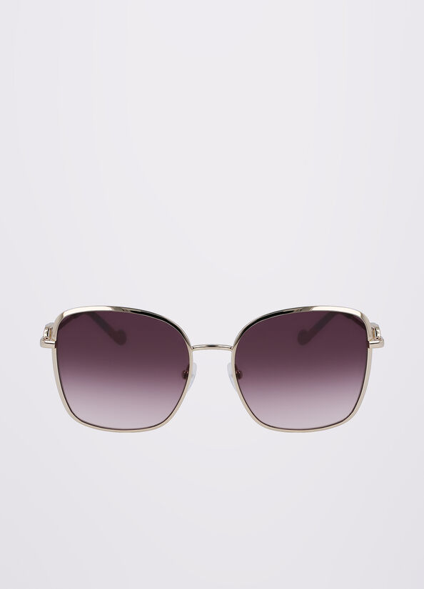 Gold Liu Jo Squared Women's Sunglasses | PVK-687514