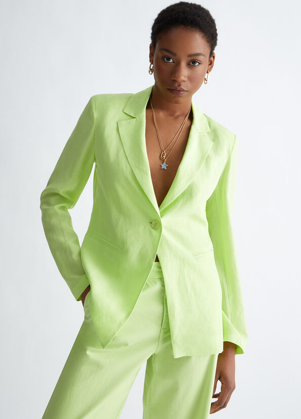 Green Liu Jo Linen Blend Blazer Women's Jackets | UAZ-107659