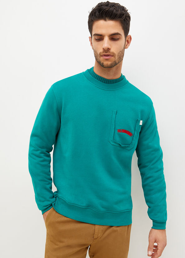 Green Liu Jo With 1995 Print Men's Sweaters | QTP-164723