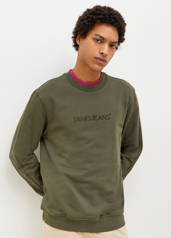 Green Liu Jo With Logo Men's Sweaters | JUB-972408