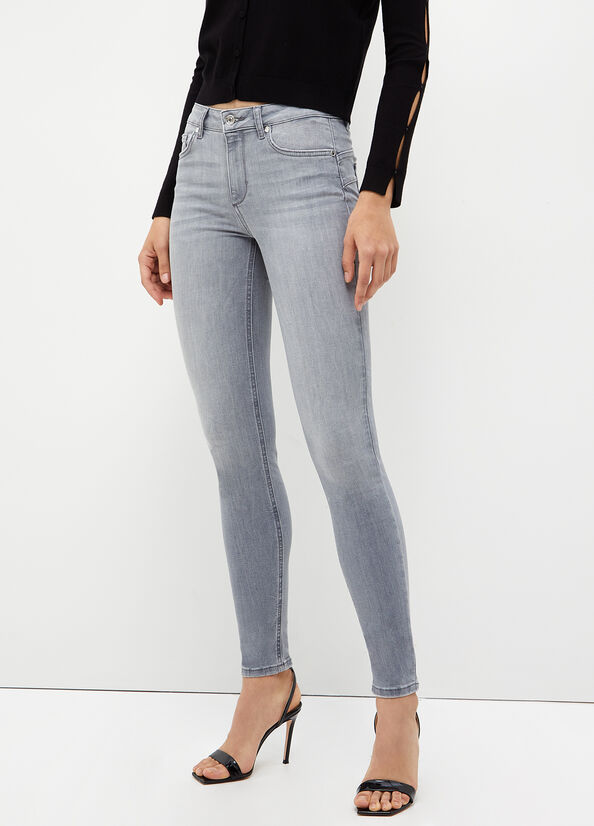 Grey Liu Jo Bottom Up Women's Skinny Jeans | PTJ-645081