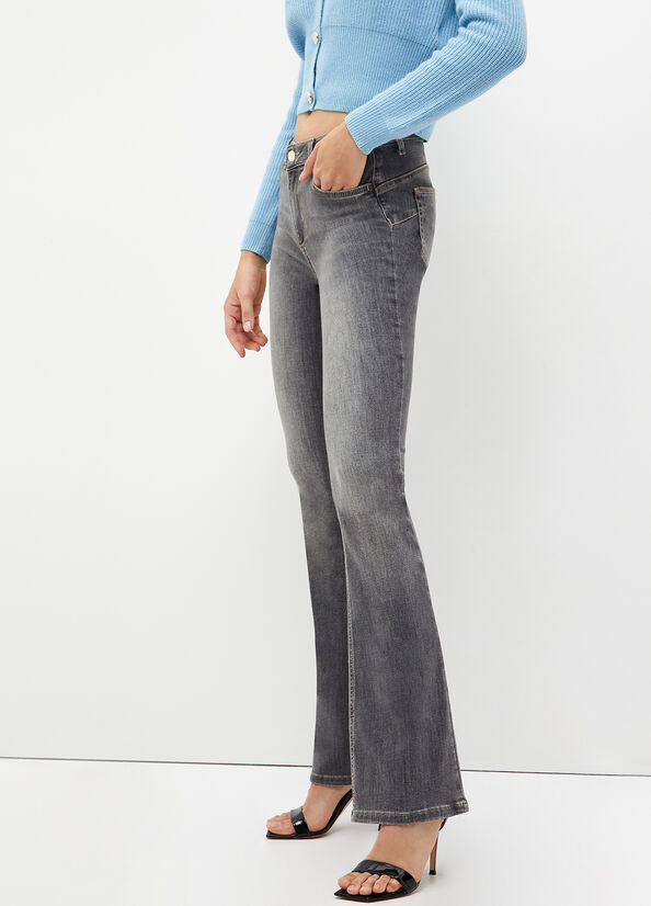 Grey Liu Jo Bottom Up Women's Straight-Fit Jeans | KXI-364120