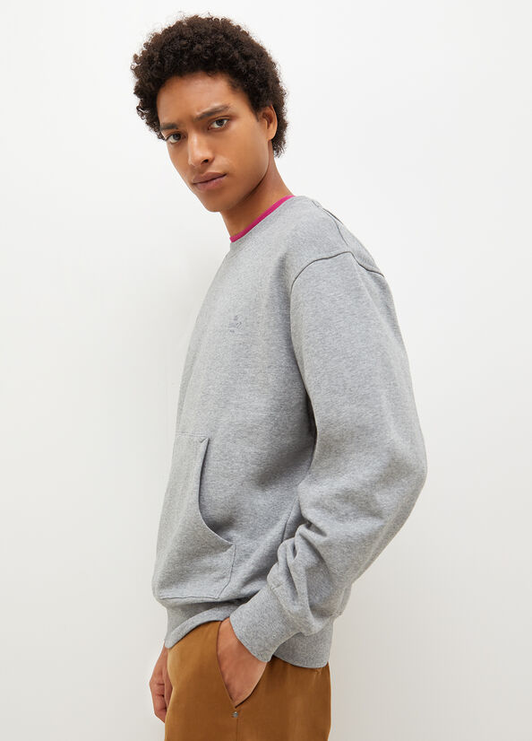 Grey Liu Jo Crew Neck Men's Sweaters | IHZ-632854