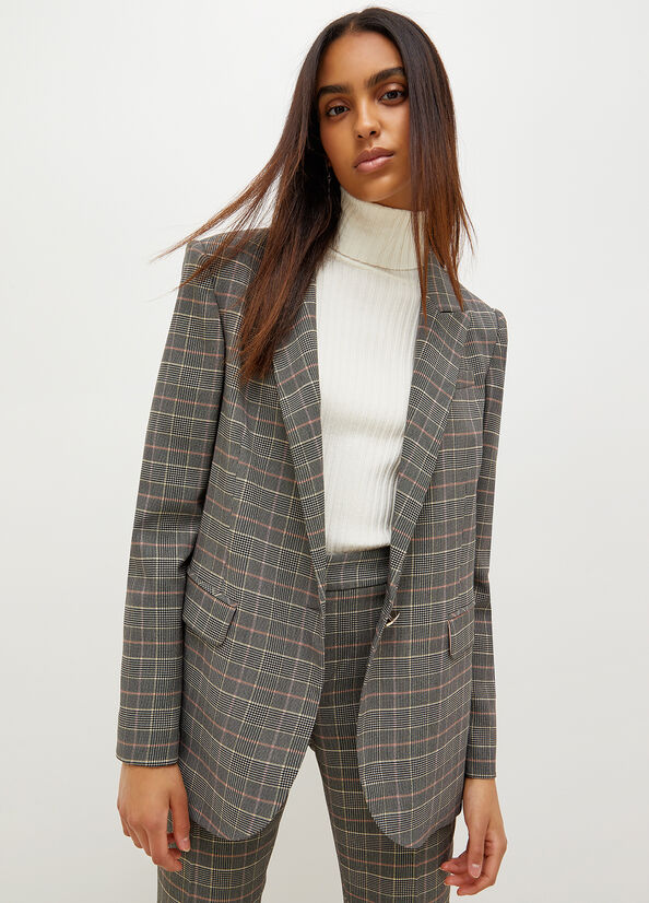 Grey Liu Jo Glen Plaid Blazer Women's Jackets | WRK-163059