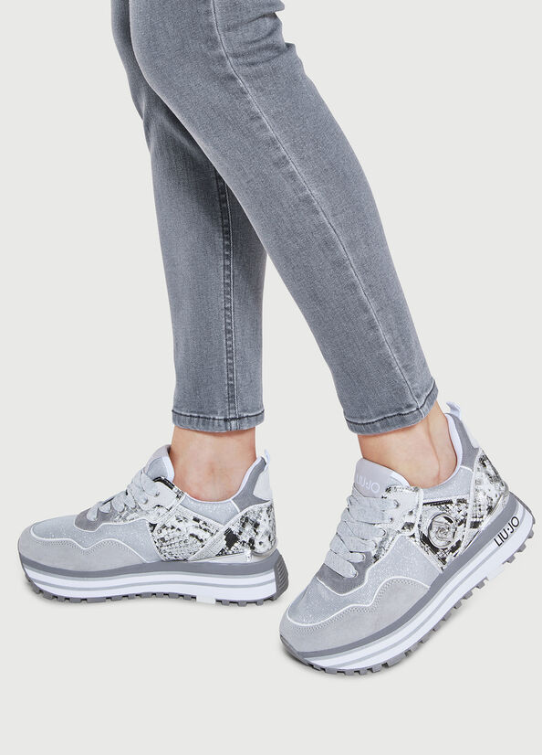 Grey Liu Jo Platform With Python Print Women's Sneakers | LUM-721864