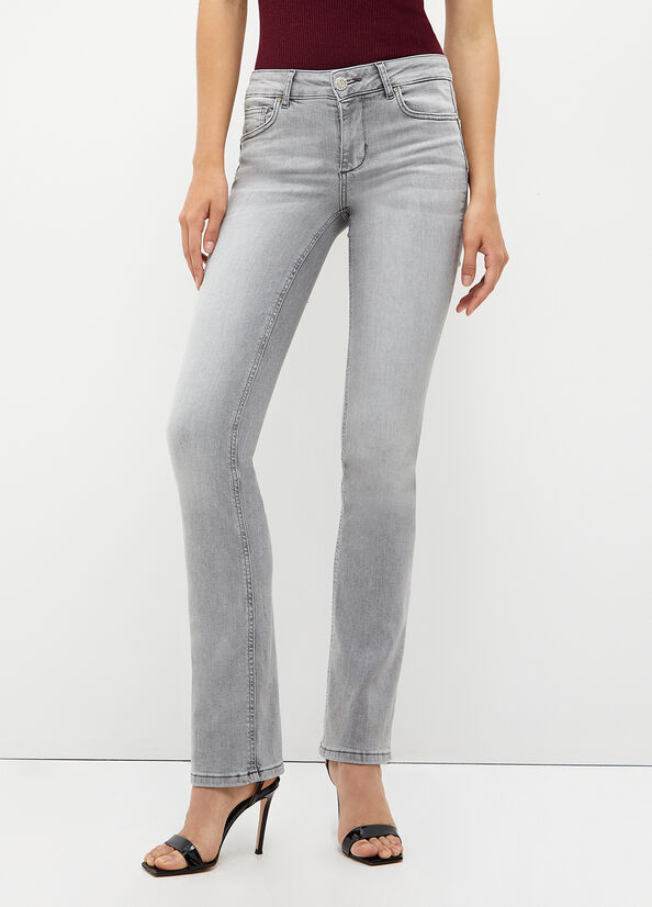 Grey Liu Jo Stretch Denim Cut Women's Skinny Jeans | URL-820534