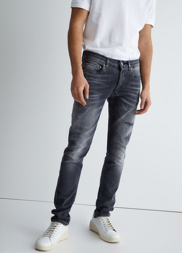 Grey Liu Jo Worn Look Slim Men's Skinny Jeans | ZNI-736208