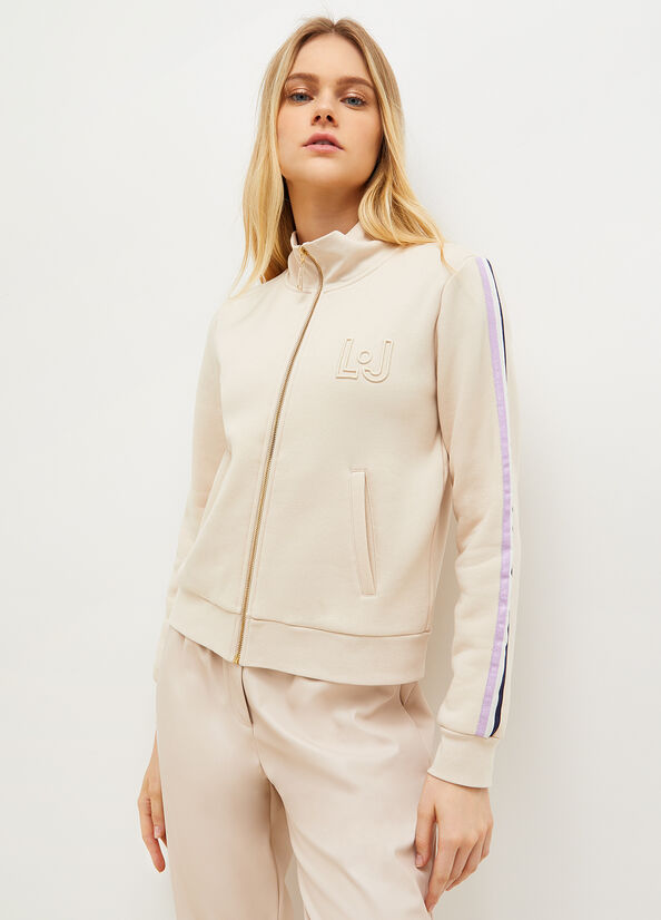 Light Beige Liu Jo With Zip And Logo Women's Sweatshirts | JXS-871639