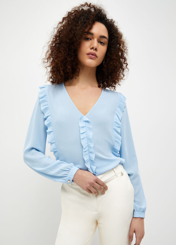 Light Blue Liu Jo Eco-Friendly Blouse Women's Shirts | SFZ-954132