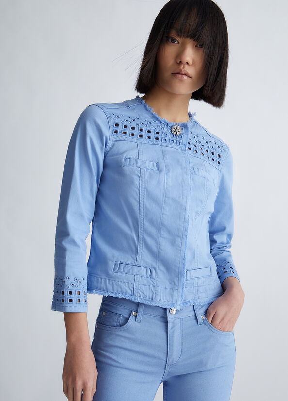 Light Blue Liu Jo With Embroidery Women's Jackets | NUZ-475269