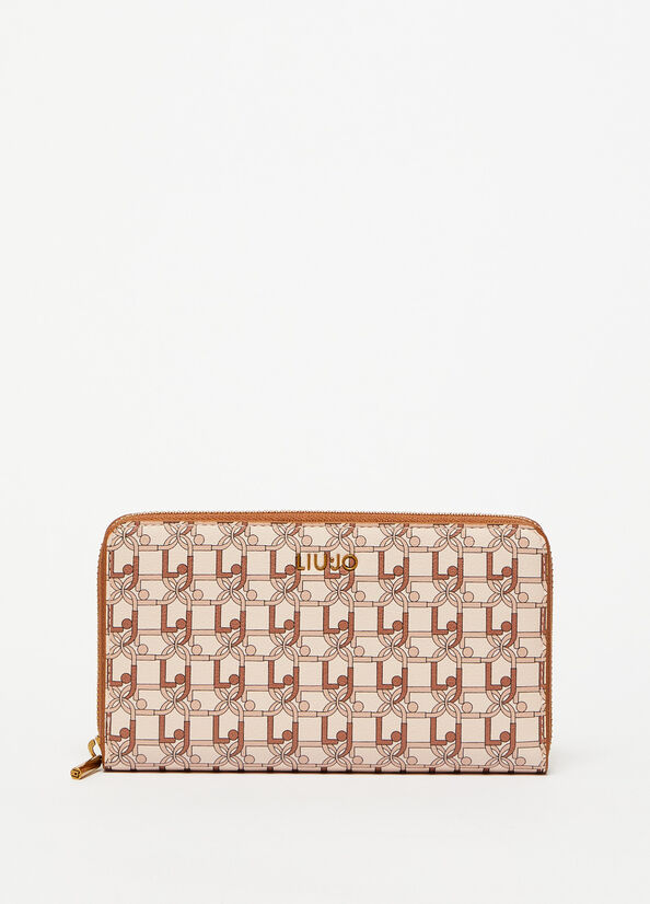 Light Brown Liu Jo Zip Around With Logo Women's Wallets | NKX-690437