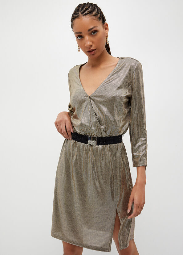 Light Gold Liu Jo Laminated Jersey Women's Dress | LKS-754186