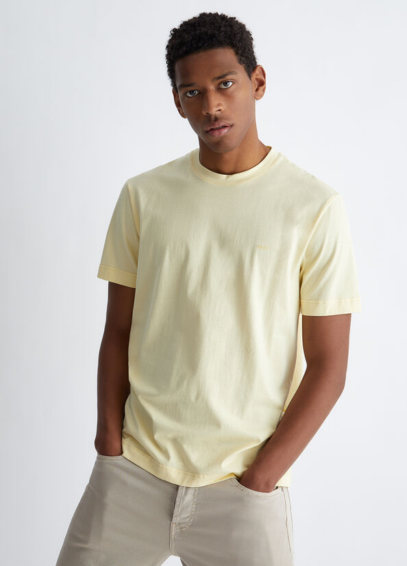 Light Yellow Liu Jo Silk Blend Men's T Shirts | AWT-683415