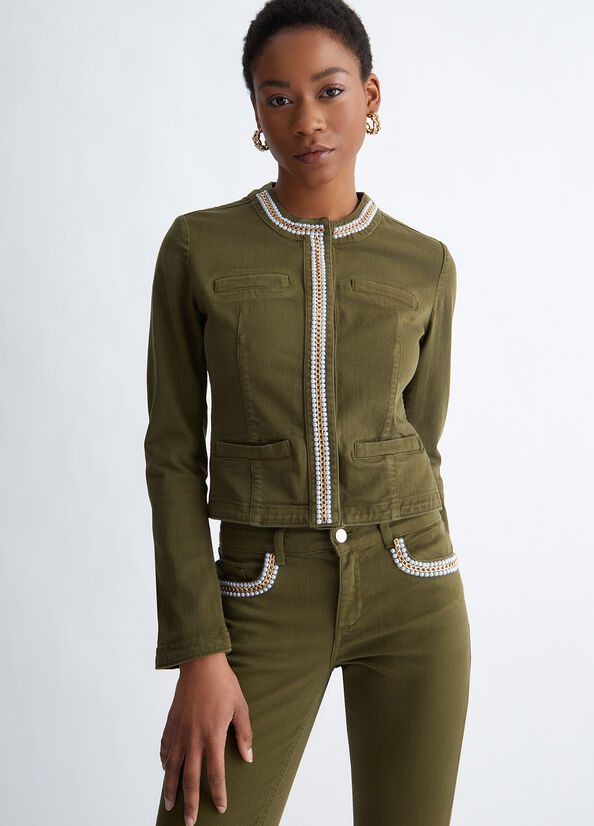 Olive Liu Jo Stretch Drill Women's Jackets | NXB-503216