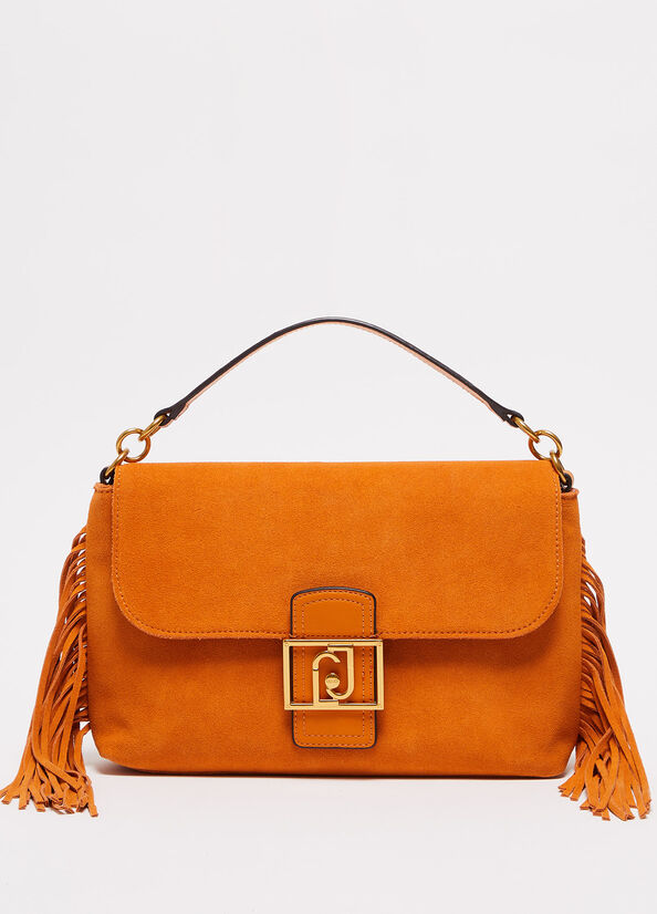 Orange Liu Jo Suede With Fringes Women's Handbag | SQG-068475