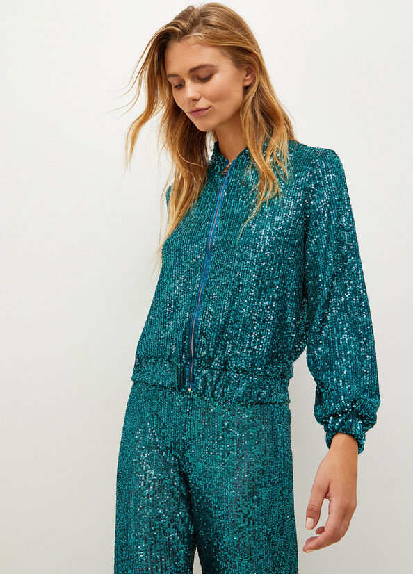 Peacock Liu Jo With Sequins Women's Jackets | ANY-745132