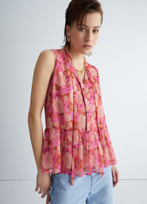 Pink Liu Jo Floral Women's Tops | ZFQ-176805