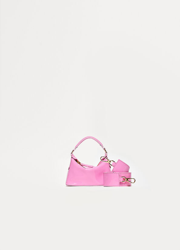 Pink Liu Jo Patent Leather Micro Hobo Women's Crossbody Bags | STE-218749