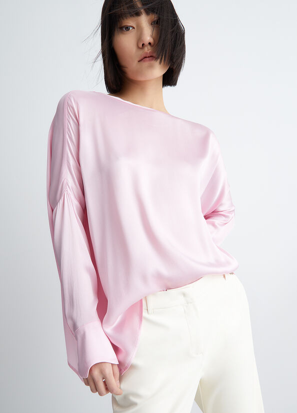 Pink Liu Jo Silk Blend Blouse Women's Shirts | BEN-695240