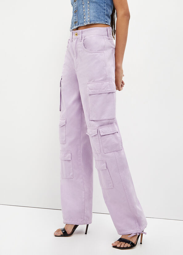 Purple Liu Jo Eco-Friendly Cargo Women's Straight-Fit Jeans | TRE-406315