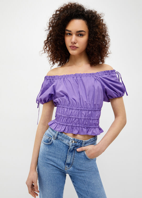 Purple Liu Jo Poplin Blouse Women's Shirts | OLJ-825734