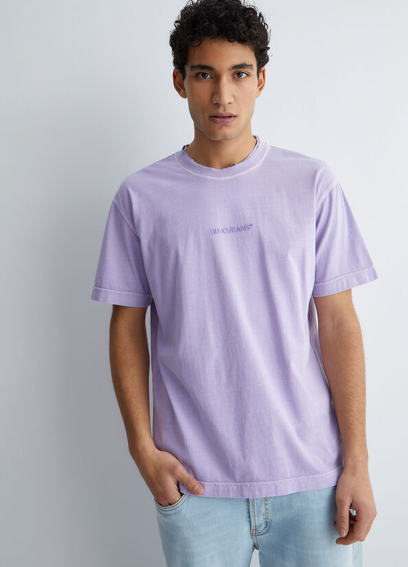 Purple Liu Jo With Logo Men's T Shirts | KHF-316504