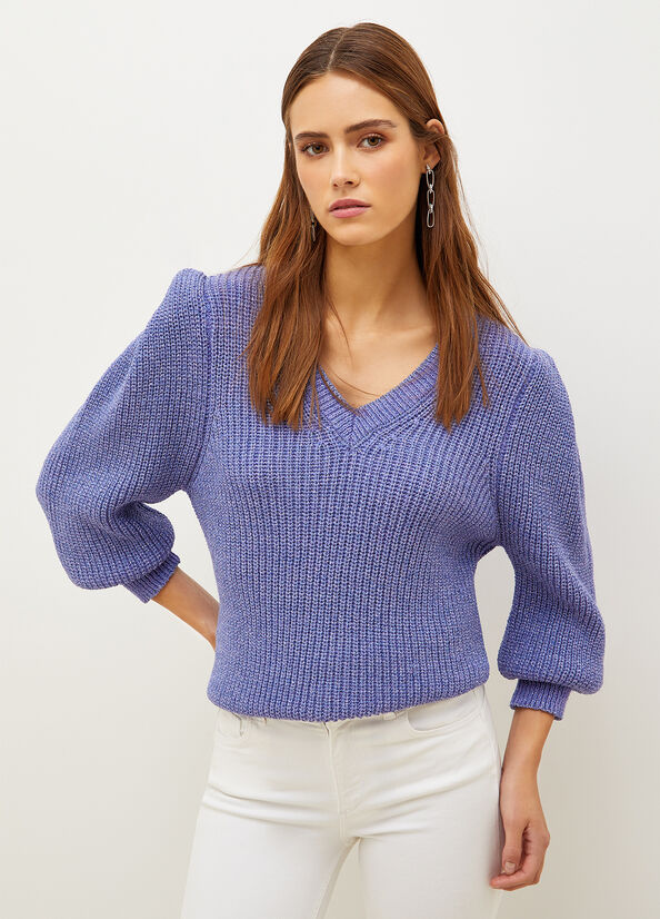 Purple Liu Jo With Puff Sleeves Women's Sweaters | SEX-120637