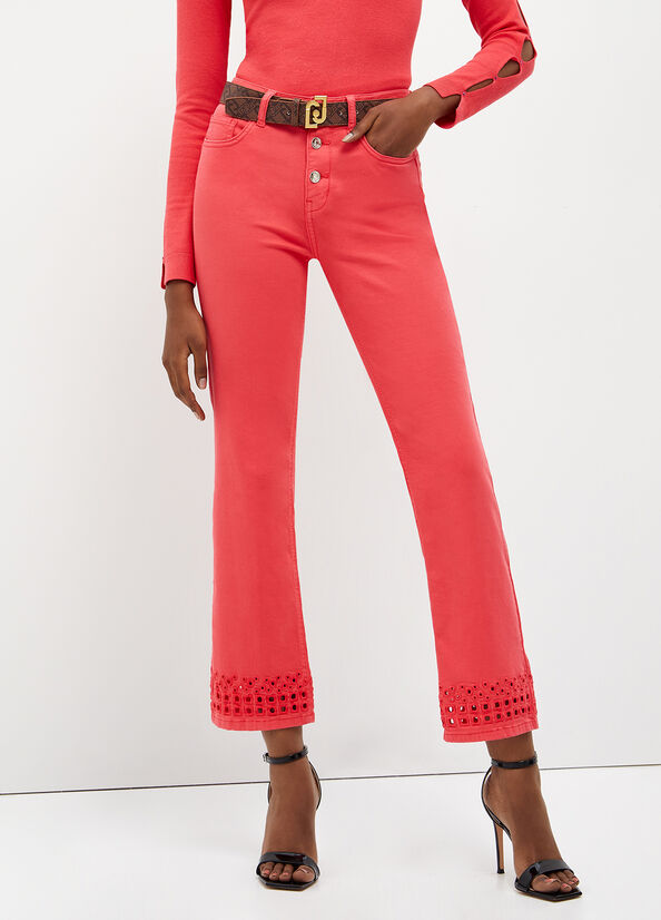 Red Liu Jo Bottom Up With Embroidery Women's Pants | XTS-210576