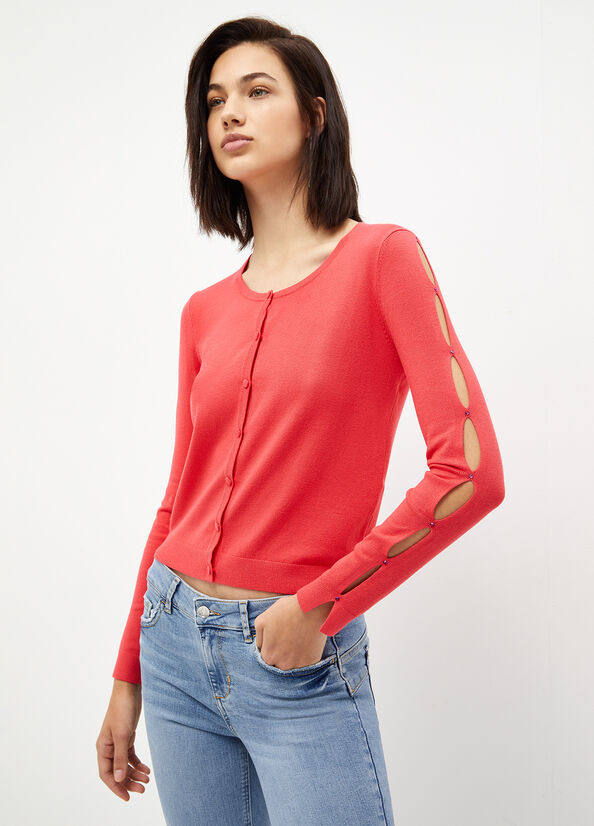 Red Liu Jo Eco-Friendly Knit Cardigan Women's Sweaters | MHE-465239