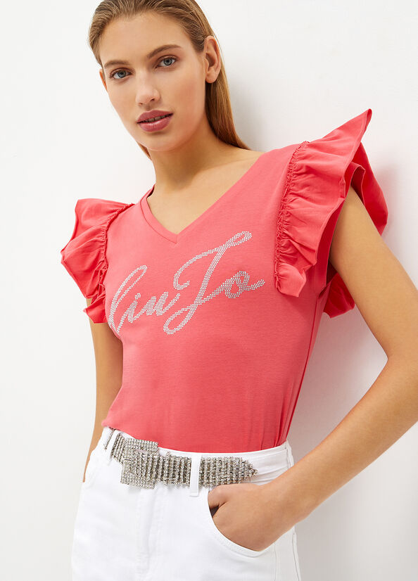 Red Liu Jo Eco-Friendly With Logo Women's Tops | TGL-947328