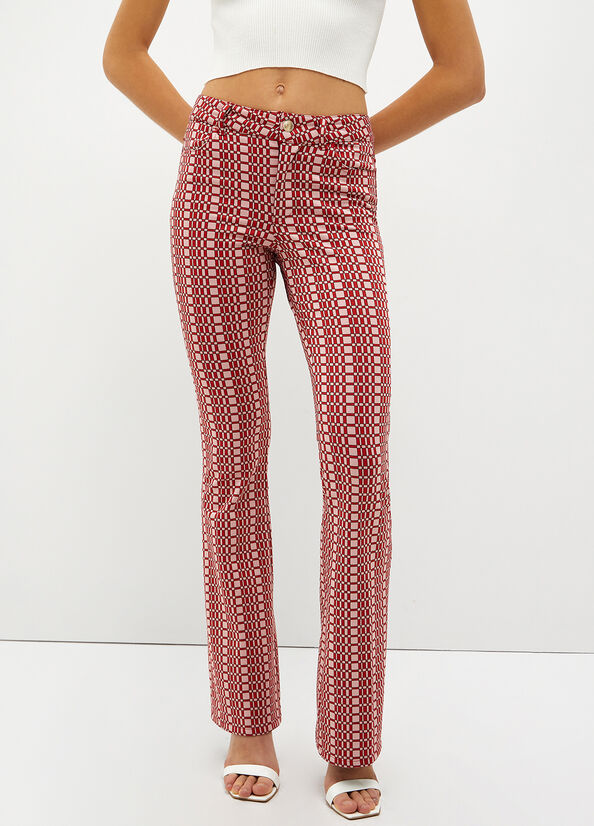 Red Liu Jo Optical Jacquard Women's Pants | WRK-091786