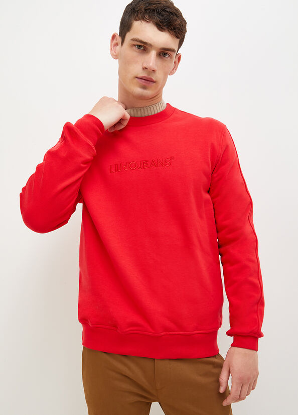 Red Liu Jo With Logo Men's Sweaters | BHW-786421