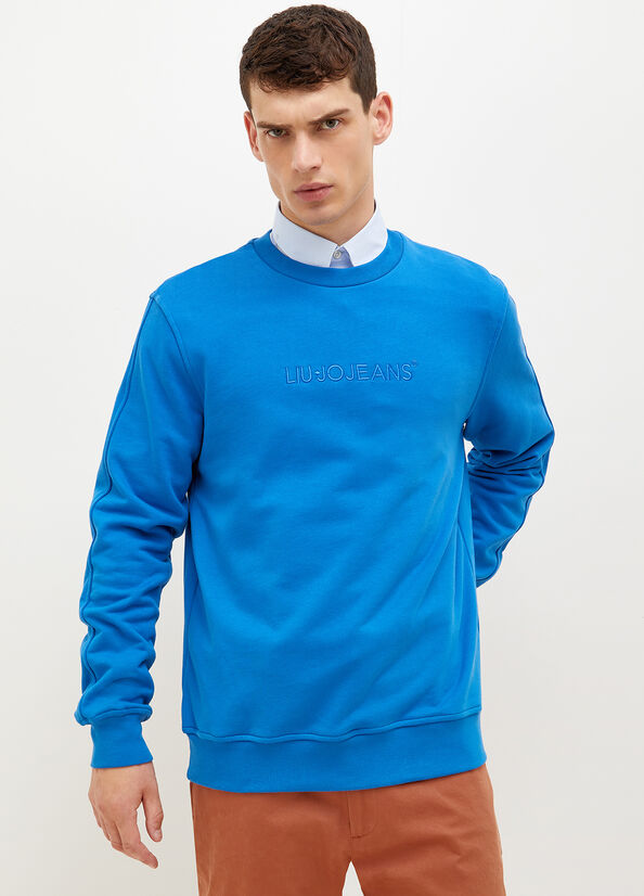 Royal Blue Liu Jo With Logo Men's Sweaters | HRL-769158