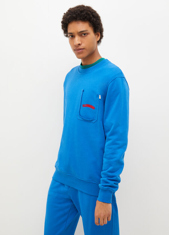 Royal Blue Liu Jo With Print On The Back Men's Sweaters | UCN-328705