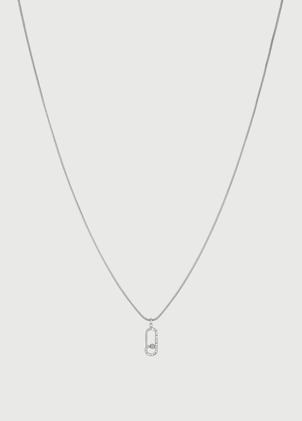 Silver Liu Jo Necklace With Logo Charm Women's Jewelry | JDT-821756