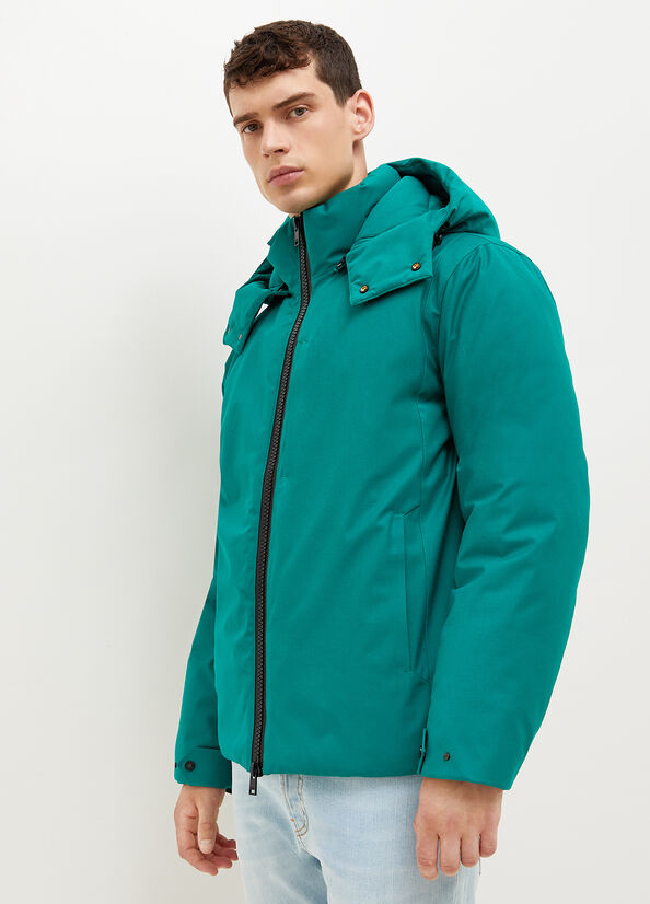 Turquoise Liu Jo Padded With Hood Men's Jackets | KOS-423679