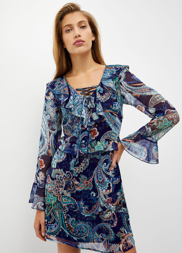 Turquoise Liu Jo Paisley-Print Women's Dress | UKY-410982