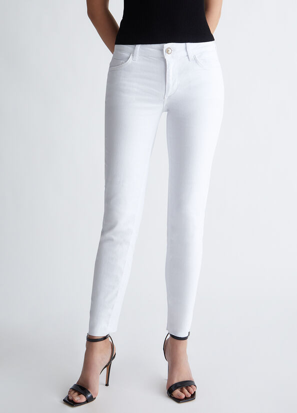 White Liu Jo Bottom Up Women's Skinny Jeans | OEH-172890