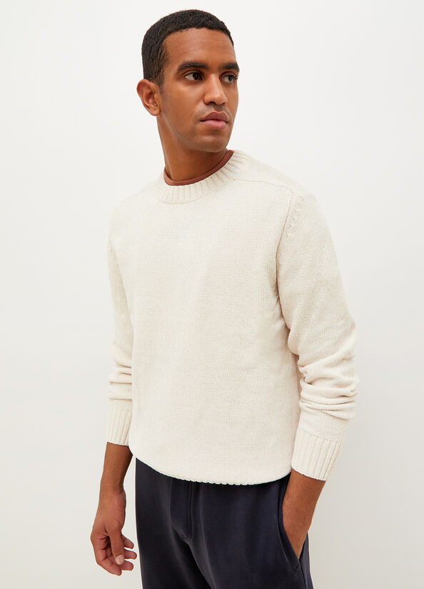 White Liu Jo Chenille Men's Sweaters | CNF-531086