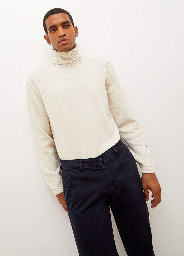 White Liu Jo Eco-Friendly Turtleneck Men's Sweaters | MBU-127309