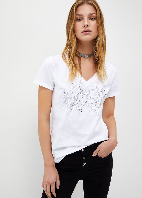 White Liu Jo Eco-Friendly With Logo Women's Tops | EIO-041376