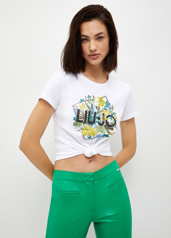 White Liu Jo Eco-Friendly With Logo Women's Tops | QRS-160583