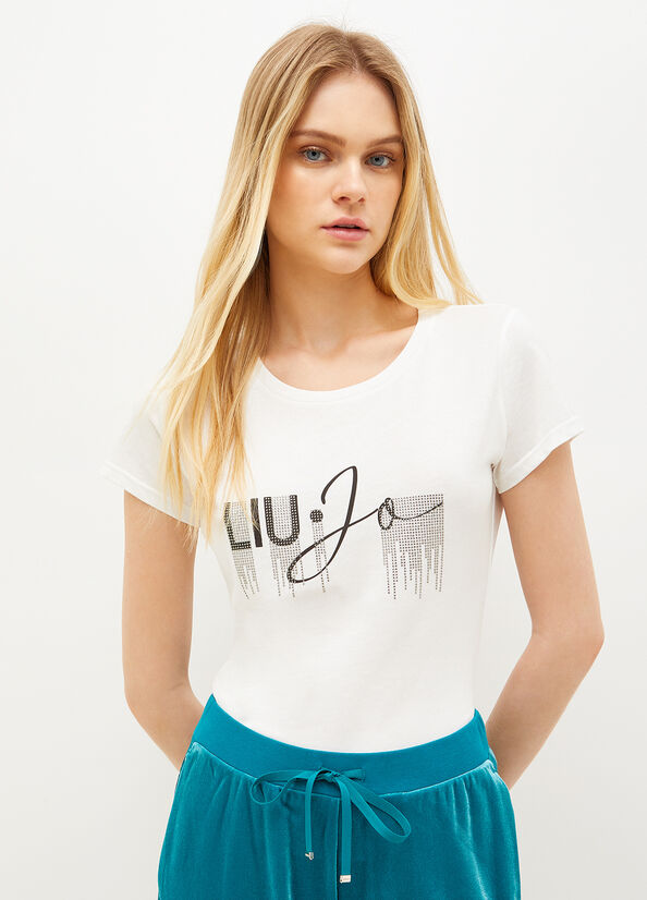 White Liu Jo Eco-Friendly Women's T Shirts | DTJ-609482