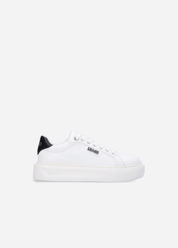 White Liu Jo Leather Women's Sneakers | VQU-194683