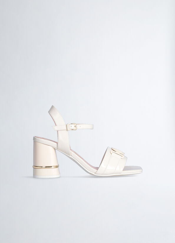 White Liu Jo Patent Leather Heeled Women's Sandals | FBE-287340