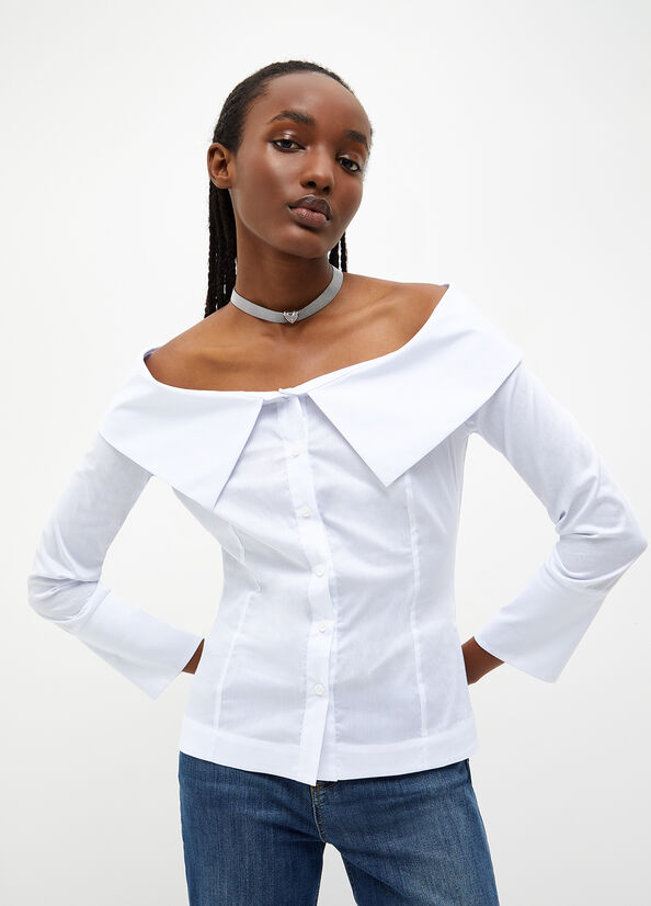 White Liu Jo Poplin Blouse Women's Shirts | GUD-560813