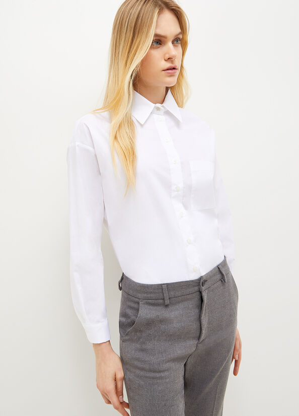 White Liu Jo Poplin Women's Shirts | KJO-374062