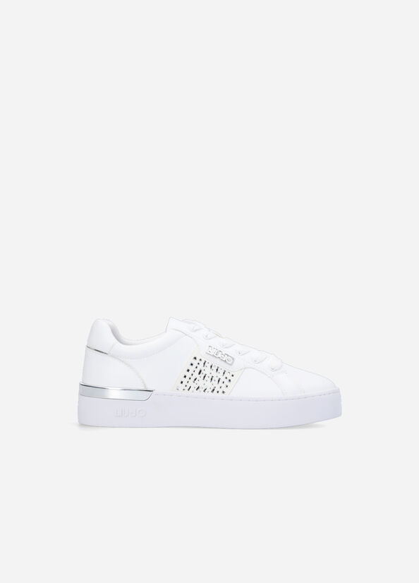 White Liu Jo With Jewel Appliqués Women's Sneakers | RMW-672413