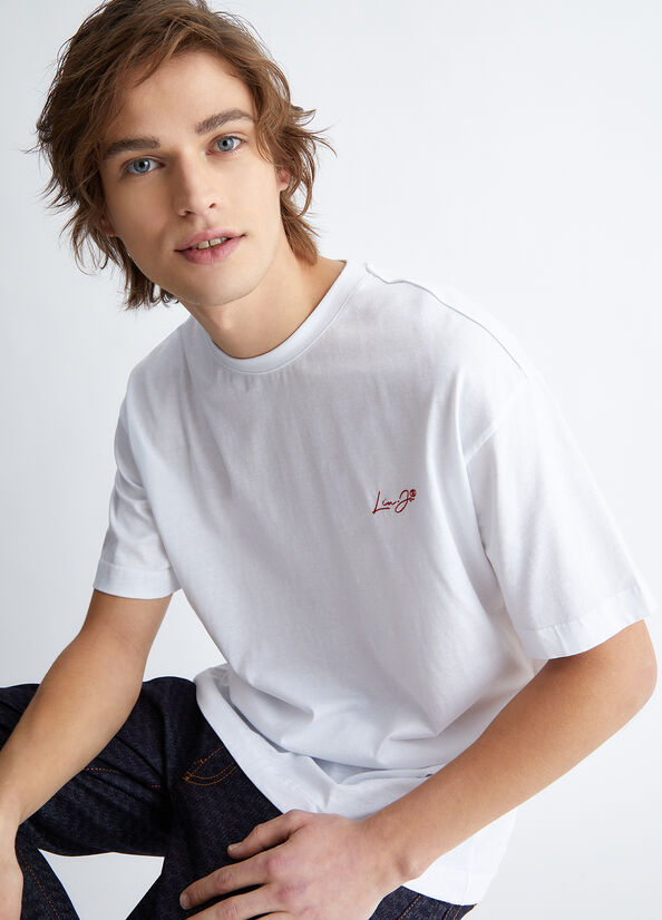 White Liu Jo With Logo Men's T Shirts | BRW-017296