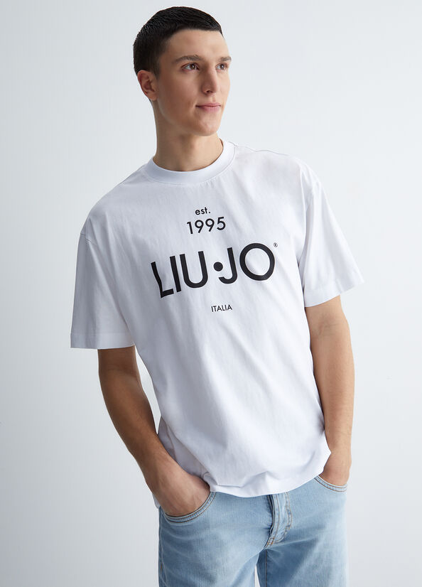 White Liu Jo With Logo Men's T Shirts | EGY-689431